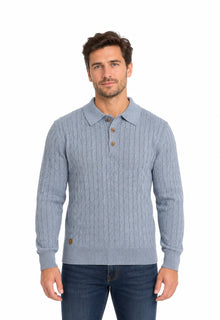 6th Sense Hugo Button Neck Sweater - Tradewind