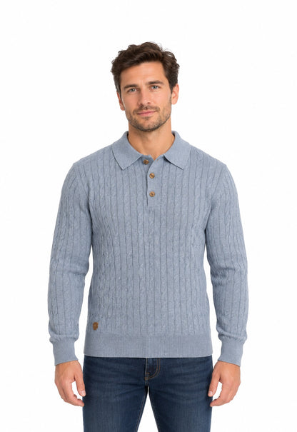 6th Sense Hugo Button Neck Sweater - Tradewind