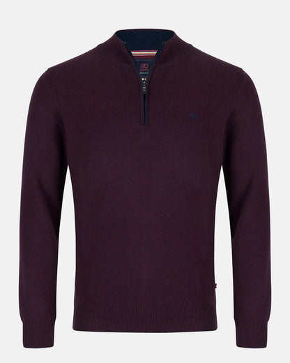 Andre Inch Half Zip Sweater - Burgundy