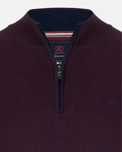 Andre Inch Half Zip Sweater - Burgundy