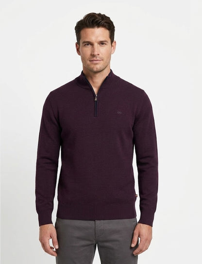 Andre Inch Half Zip Sweater - Burgundy