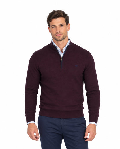 Andre Inch Half Zip Sweater - Burgundy