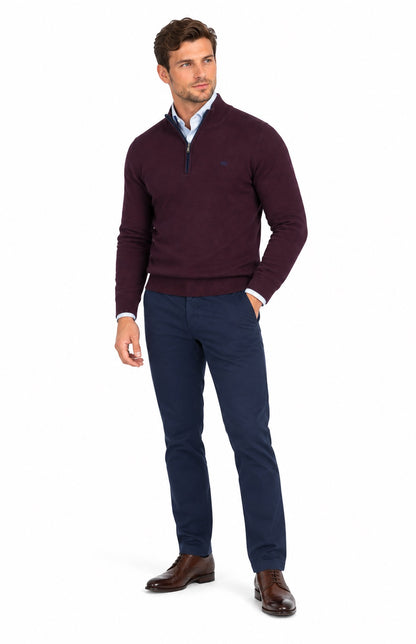 Andre Inch Half Zip Sweater - Burgundy