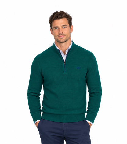 Andre Inch Half Zip Sweater - Forest