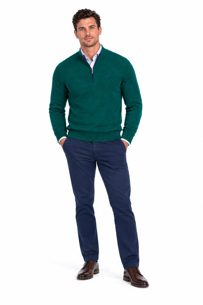 Andre Inch Half Zip Sweater - Forest
