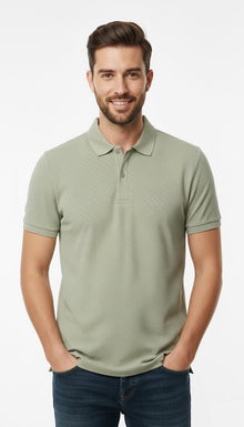 6th Sense Jacquard Short Sleeve Polo Shirt - Eucalyptus