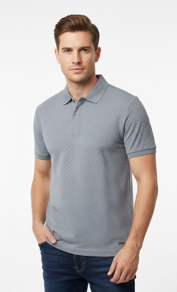 6th Sense Jacquard Short Sleeve Polo Shirt - Tradewind