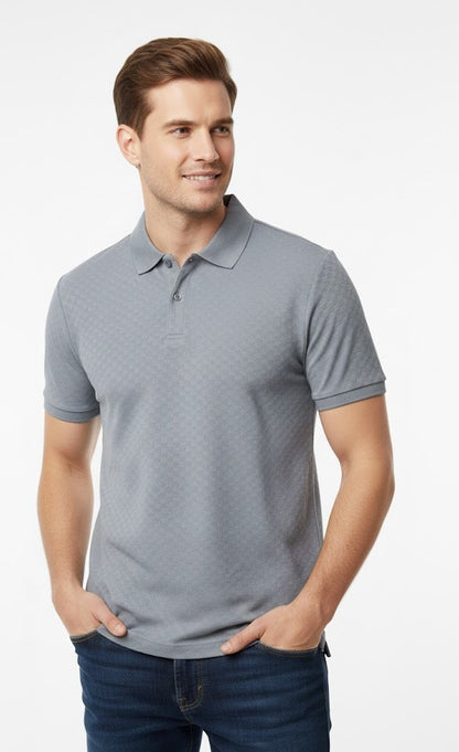 6th Sense Jacquard Short Sleeve Polo Shirt - Tradewind