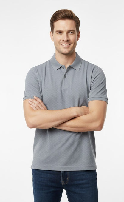 6th Sense Jacquard Short Sleeve Polo Shirt - Tradewind