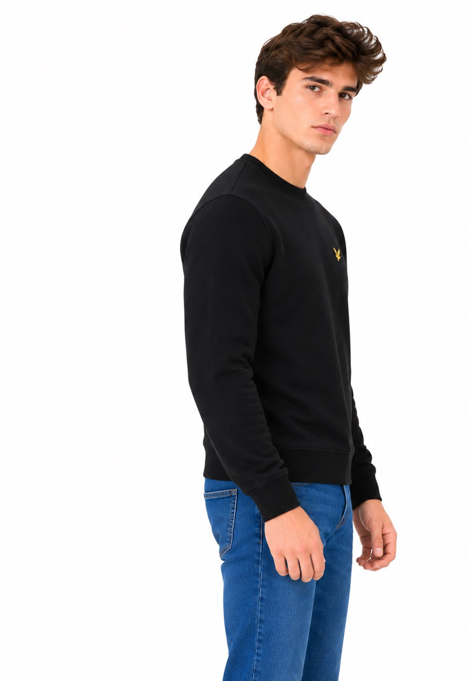 Lyle & Scott Cotton Merino Crew Neck Sweater - Jet Black