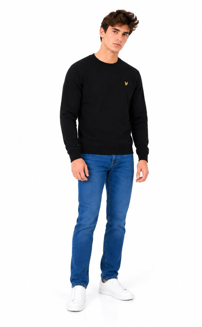 Lyle & Scott Cotton Merino Crew Neck Sweater - Jet Black