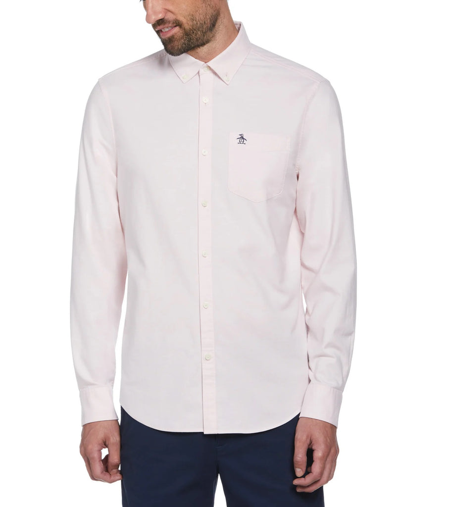 Original Penguin Ecovero Oxford Stretch Long Sleeve Shirt - Parfait Pink