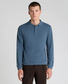 Remus Uomo Long Sleeve Polo Shirt - Blue