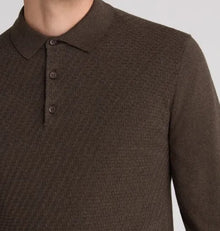 Remus Uomo Long Sleeve Polo Shirt - Dark Brown