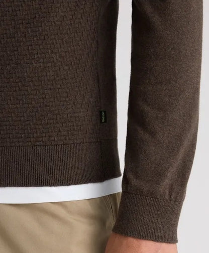 Remus Uomo Long Sleeve Polo Shirt - Dark Brown