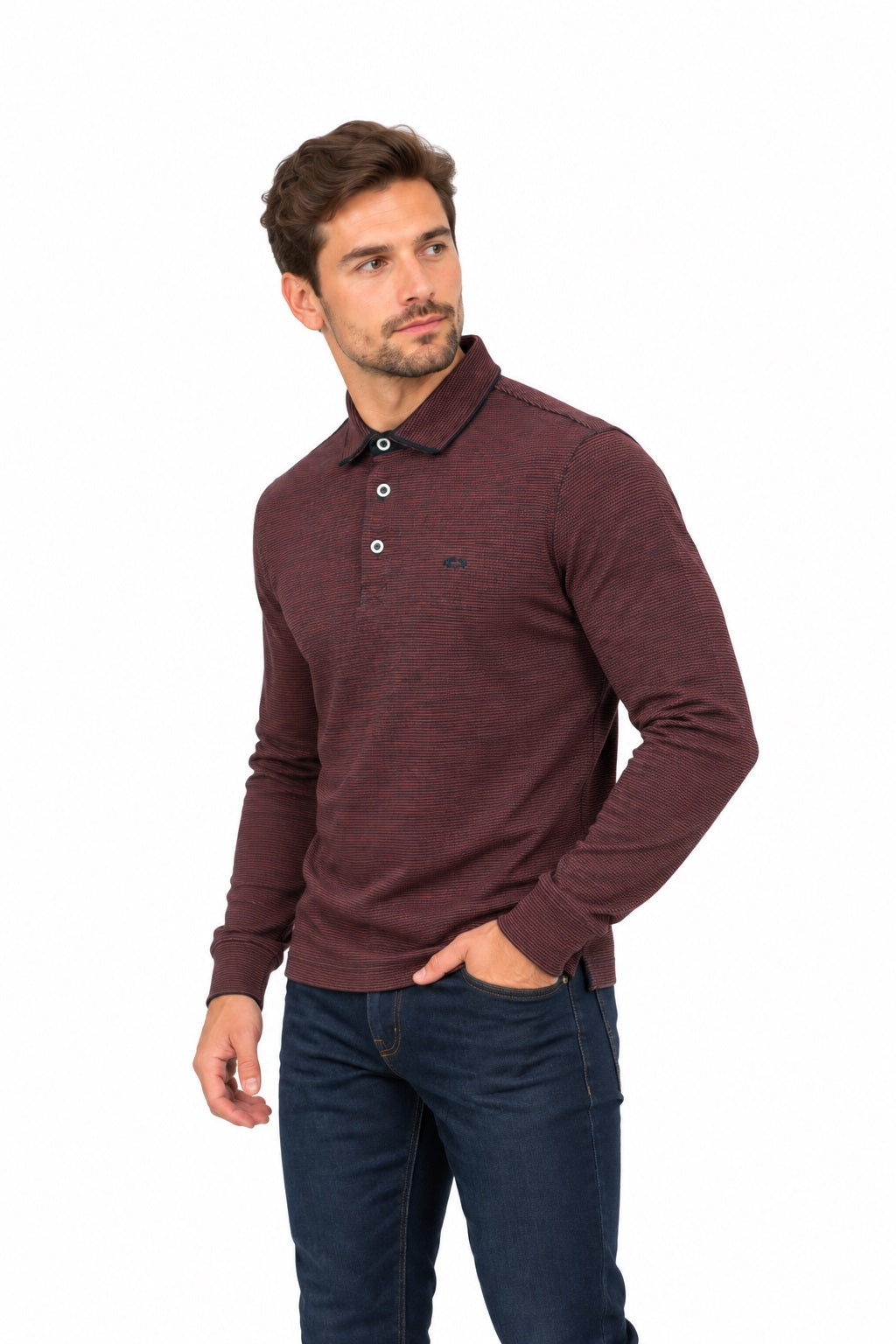 Dario Beltran Long Sleeve Polo Shirt - Wine