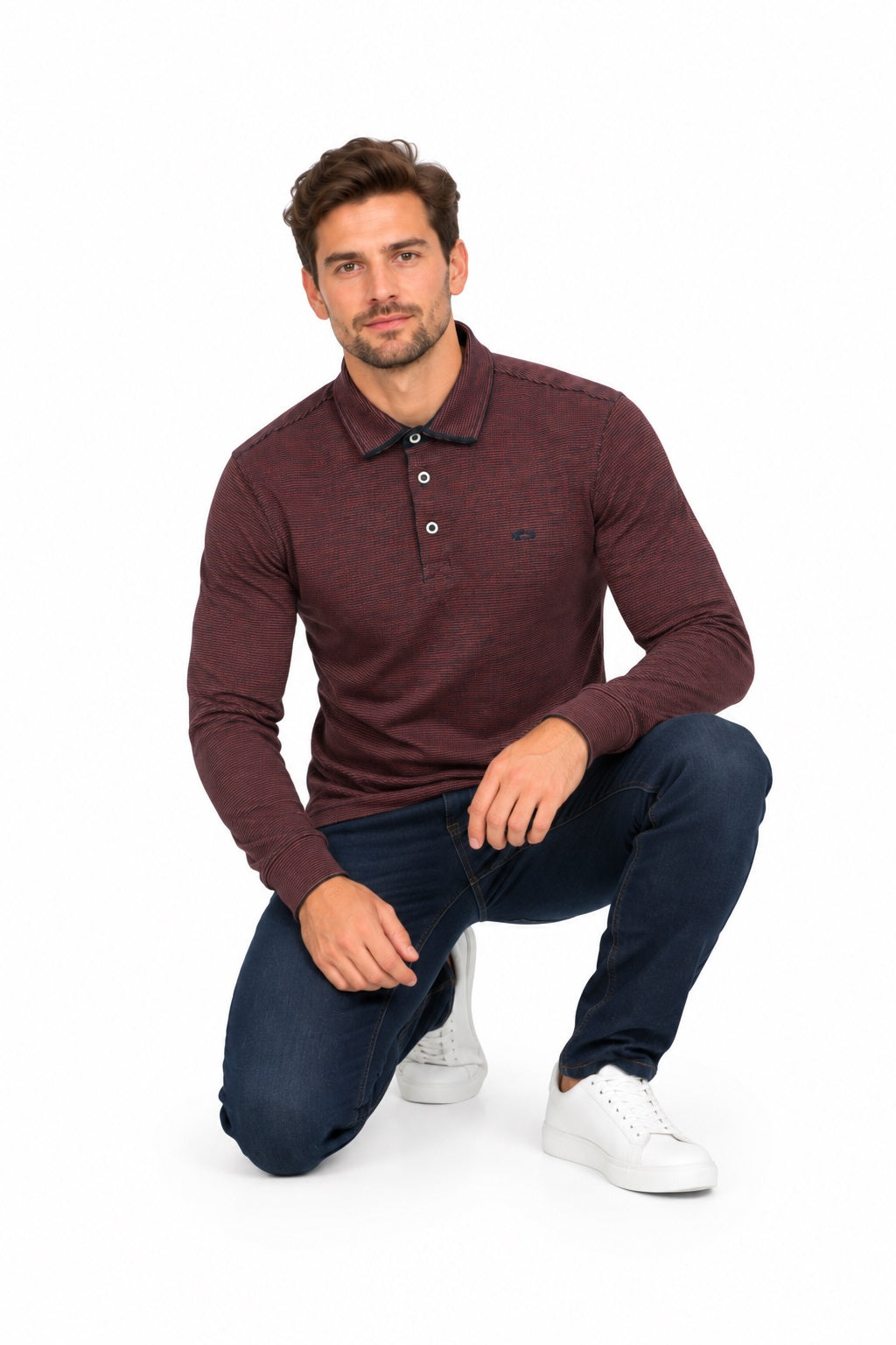 Dario Beltran Long Sleeve Polo Shirt - Wine