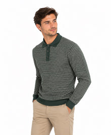 Remus Uomo Long Sleeve Polo Shirt - Dark Green