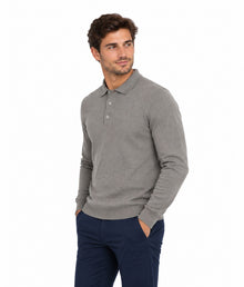 Remus Uomo Long Sleeve Polo Shirt - Light Grey