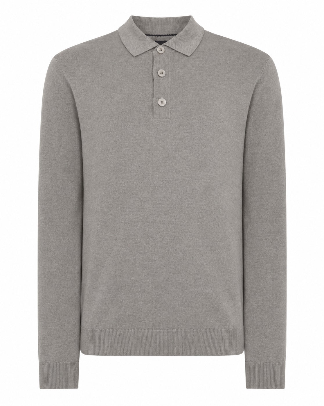 Remus Uomo Long Sleeve Polo Shirt - Light Grey