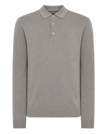 Remus Uomo Long Sleeve Polo Shirt - Light Grey