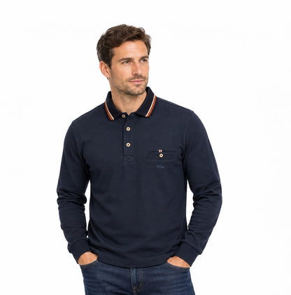 Dario Beltran Long Sleeve Polo Shirt - Navy