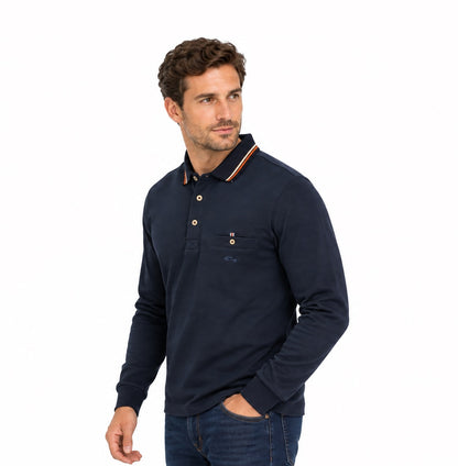 Dario Beltran Long Sleeve Polo Shirt - Navy