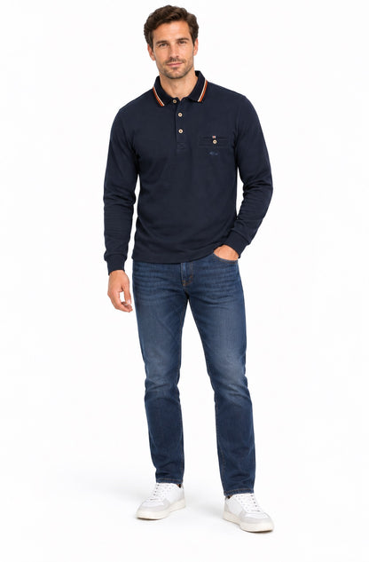 Dario Beltran Long Sleeve Polo Shirt - Navy