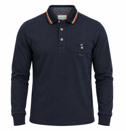 Dario Beltran Long Sleeve Polo Shirt - Navy