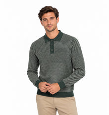 Remus Uomo Long Sleeve Polo Shirt - Dark Green