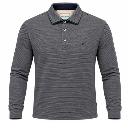 Dario Beltran Long Sleeve Polo Shirt - Grey/Navy