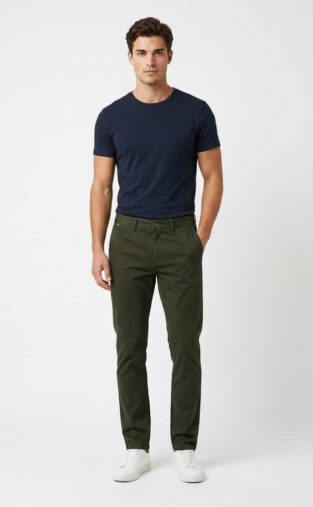 Andre Lucas Modern Fit Cotton Chino - Forest