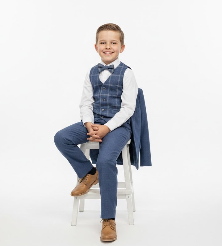 Boys Standar Luis 3 Piece Suit - Light Blue