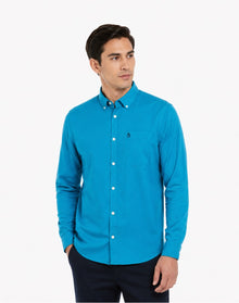 Original Penguin Eco Stretch Oxford Long Sleeve Shirt - Mosaic Blue