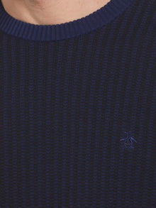 Original Penguin Jacquard Knit Cotton Jumper - Medieval Blue