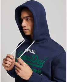 Superdry Vintage Logo Hoodie - Midnight Blue Grit