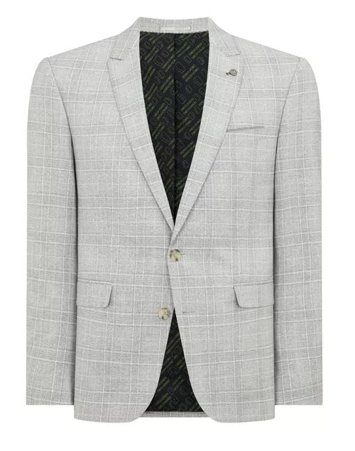 Remus Uomo Monza Slim Fit Check Jacket - Light Grey