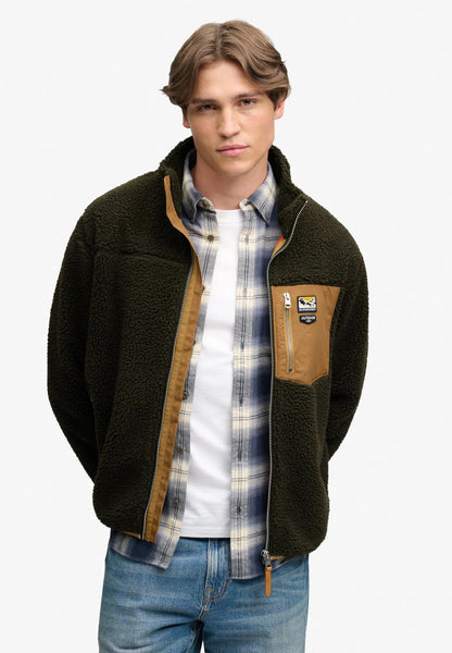 Superdry Mountain Full Zip Fleece Jacket - Surplus Goods Olive/Deep Brown