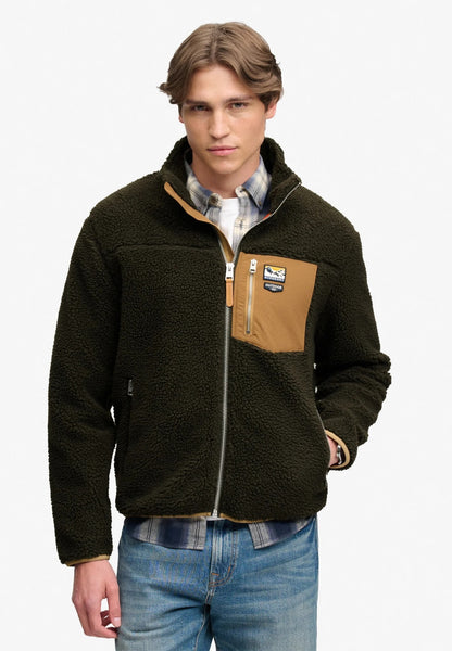 Superdry Mountain Full Zip Fleece Jacket - Surplus Goods Olive/Deep Brown