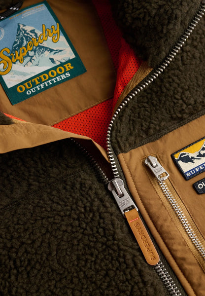Superdry Mountain Full Zip Fleece Jacket - Surplus Goods Olive/Deep Brown