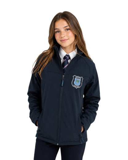 Mulroy College Unisex Soft Shell Jacket With Concealed Hood - Navy