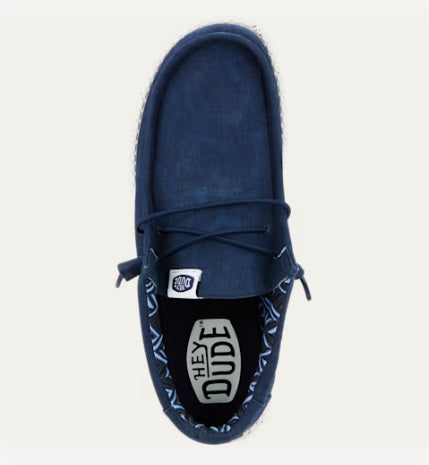 Hey Dude Wally Stretch Canvas Casual Shoe - Navy