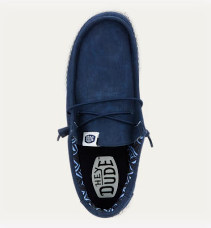 Hey Dude Wally Stretch Canvas Casual Shoe - Navy