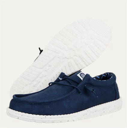 Hey Dude Wally Stretch Canvas Casual Shoe - Navy
