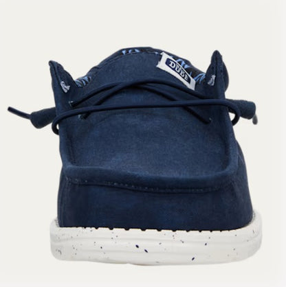 Hey Dude Wally Stretch Canvas Casual Shoe - Navy