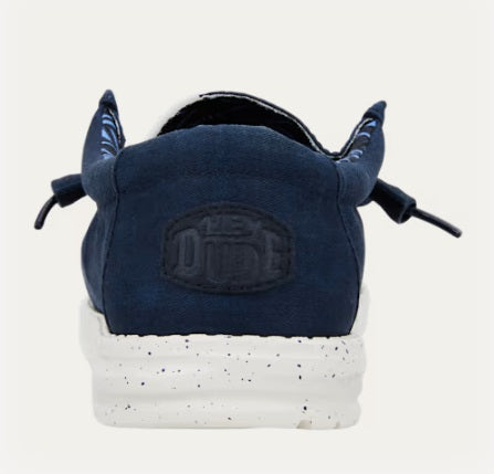 Hey Dude Wally Stretch Canvas Casual Shoe - Navy
