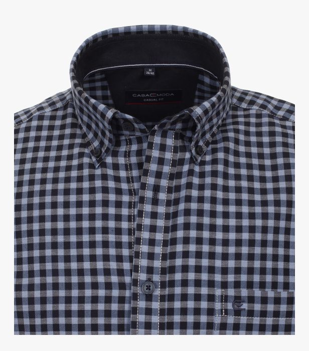 Casa Moda Long Sleeve Casual Checked Shirt 100 - Dark blue