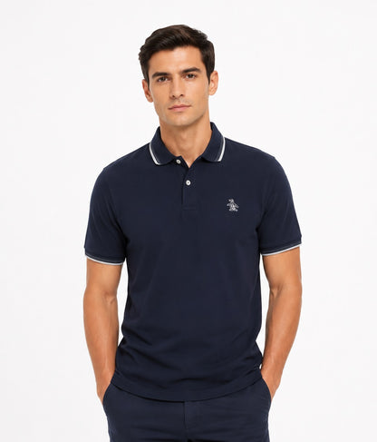 Original Penguin Sticker Pete Pique Polo Shirt - Dark Sapphire