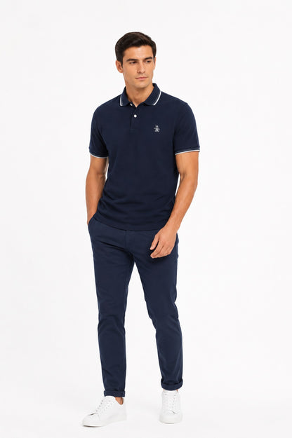 Original Penguin Sticker Pete Pique Polo Shirt - Dark Sapphire