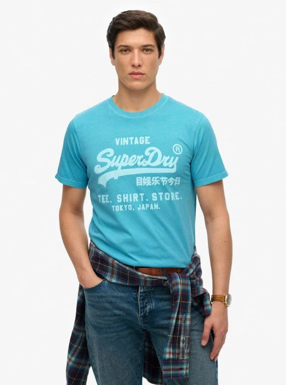 Superdry Vintage Logo Neon Relaxed T-Shirt - Neon Sky Blue
